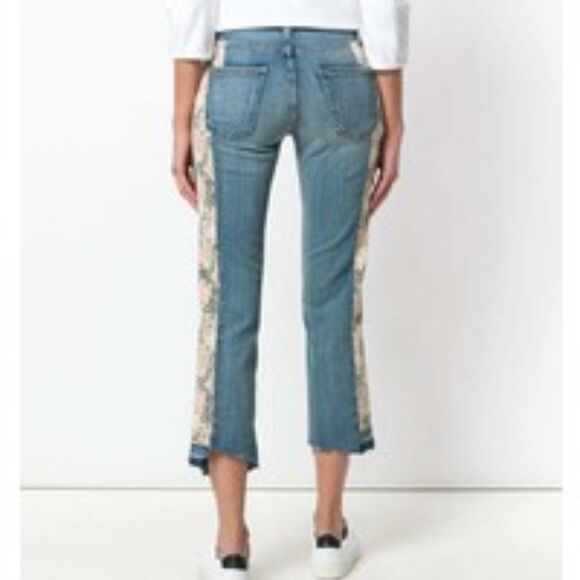Current/Elliott The Uneven Seamed Original Straight First Love Mixed Floral jean - Picture 3 of 12